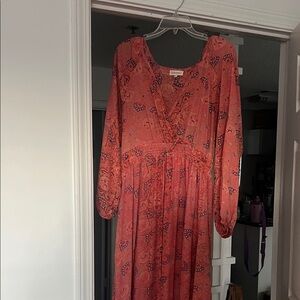 Elegant Floral Red Dress